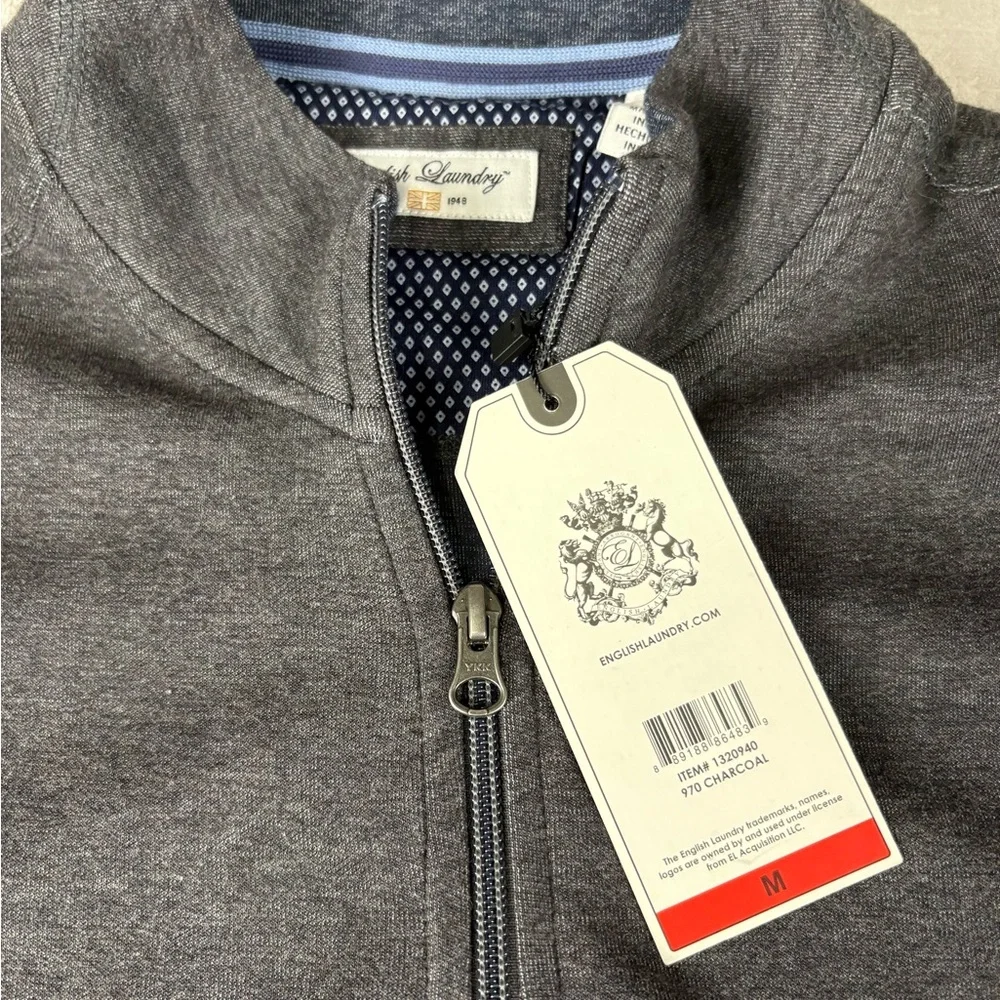 English Laundry Quarter Zip‎ Pullover Men’s Sweater Medium Gray NWT